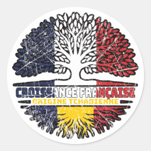 Sticker Rond Tchad Tchadien France Drapeau Des Racines D'Arbre