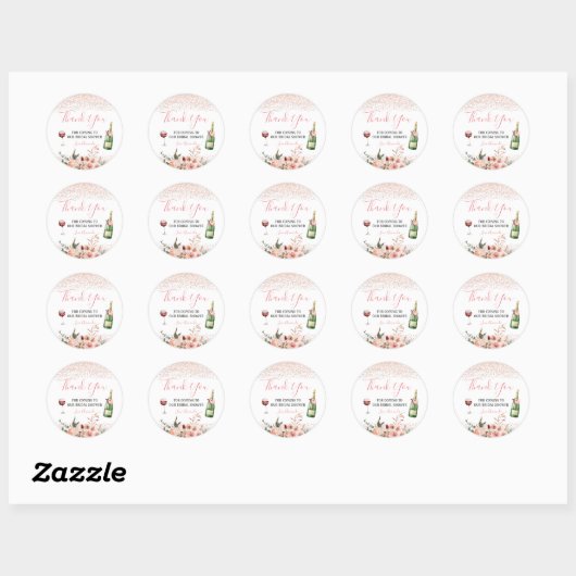 Sticker Rond Tchin à l'amour rose blush Mariage Remerciement (Feuille)