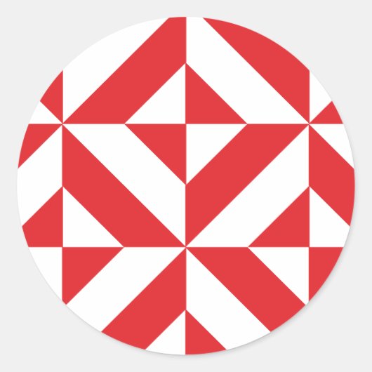 Sticker Rond Tchry Red Geometric Deco Cube Pattern (Devant)