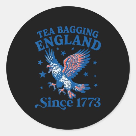 Sticker Rond Tea Bagging England Since 1773 Patriotic Eagle 4th (Devant)