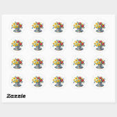 Sticker Rond Tea Cup aux fleurs de printemps (Feuille)