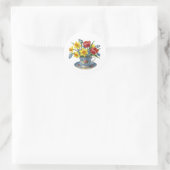 Sticker Rond Tea Cup aux fleurs de printemps (Sac)