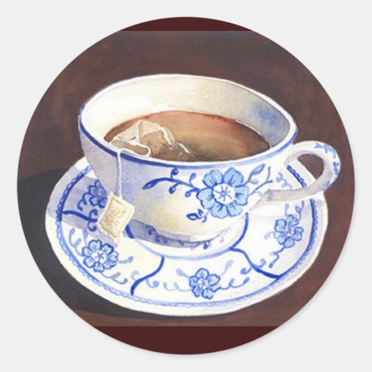 Sticker Rond Tea Cup avec Teabag (Devant)
