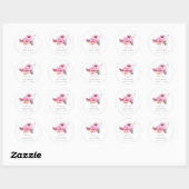 Sticker Rond Tea Party baby shower Dusty Rose Teapot (Feuille)