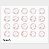 Sticker Rond Tea Party Baby shower Pastel Fleurs (Feuille)