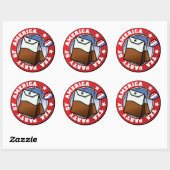Sticker Rond Tea Party d'Amérique (Feuille)