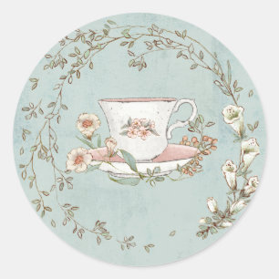 Sticker Rond Tea Party fleur sauvage