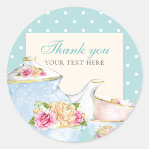 Sticker Rond Tea Party Merci Polka dot
