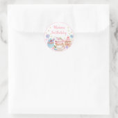 Sticker Rond Tea Party or rose Floral Anniversaire (Sac)