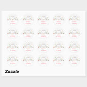Sticker Rond Tea Party or rose Floral Anniversaire (Feuille)