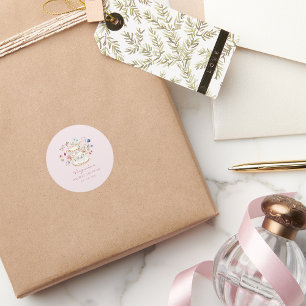 Sticker Rond Tea Party rose