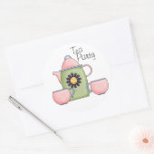Sticker Rond Tea Party rose - Customisé (Enveloppe)