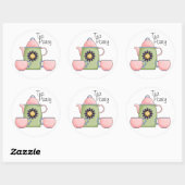 Sticker Rond Tea Party rose - Customisé (Feuille)