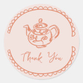 Sticker Rond Tea Pot Doodle Merci Favoriser (Devant)