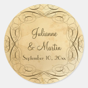 Sticker Rond Tea Strait Vintage Mariage 1 - Enveloppe Phoques