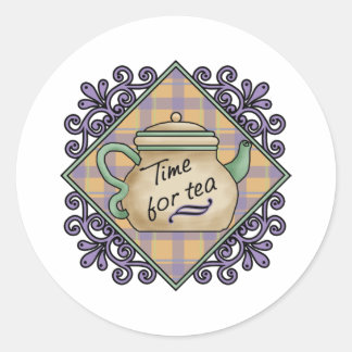 Sticker Rond Tea Time Cards, Postage, Tee - shirt, GIfts