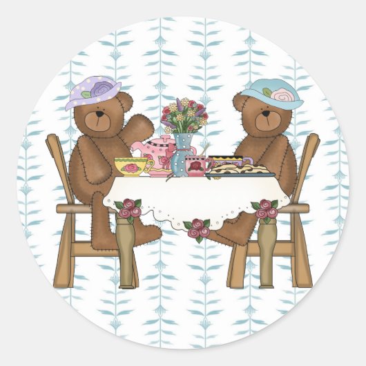 Sticker Rond Tea Time for Teddies (Devant)