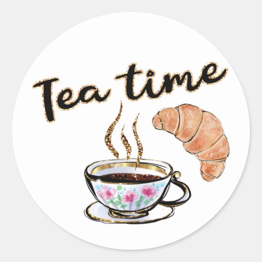 Sticker Rond Tea time sticker, party sticker, tea time planner (Devant)