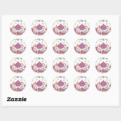 Sticker Rond Tea Time Teapot and Flowers (Feuille)