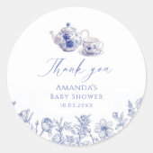 Sticker Rond Tea Time Toile Baby shower à thème (Devant)