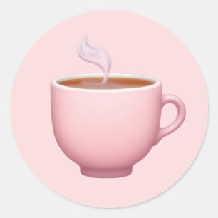 Sticker Rond Tea up rose vapeur Emoji
