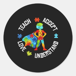 Sticker Rond Teach Accept Love Understand Autism Support Autism