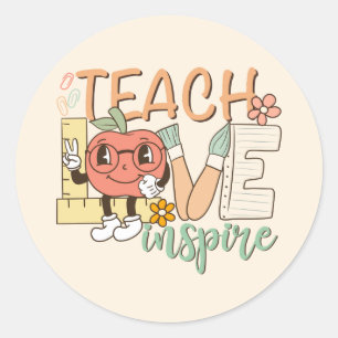 Sticker Rond Teach Love Inspire