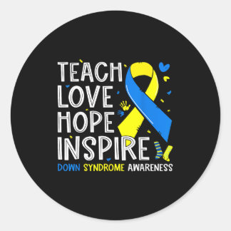 Sticker Rond Teach love inspire down syndrome awareness boy gir