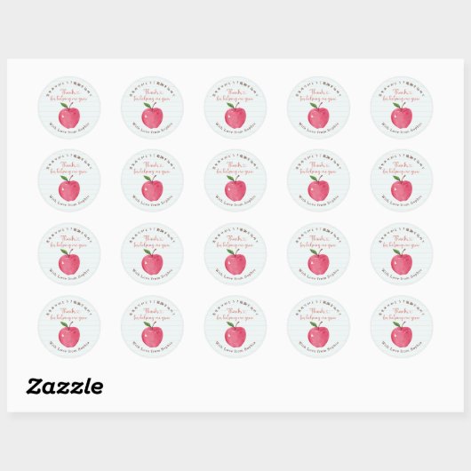 Sticker Rond Teacher Appreciation Apple Note Paper Rustic (Feuille)