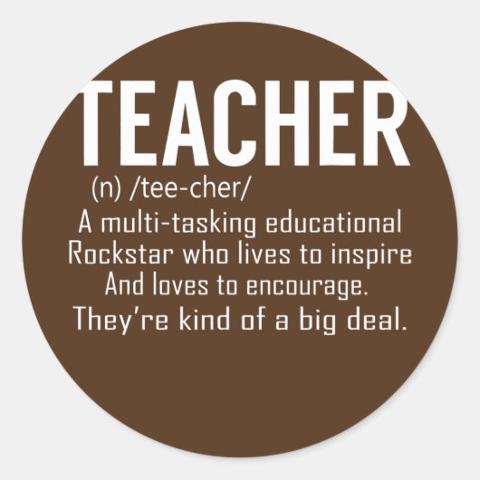 Sticker Rond Teacher Definition Teacher Appreciation (Devant)