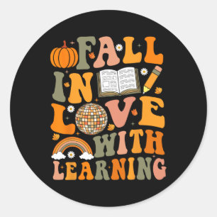 Sticker Rond Teacher Fall Shirt Retro Automne Thanksgiving Pump