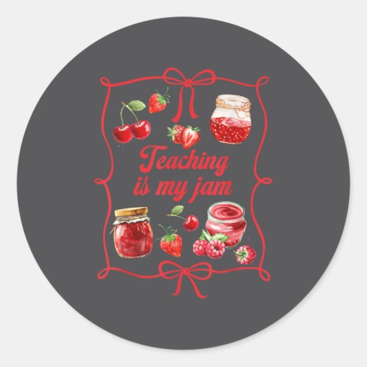 Sticker Rond Teacher Teach Loves Insre Strawberry Teaching Is M (Devant)