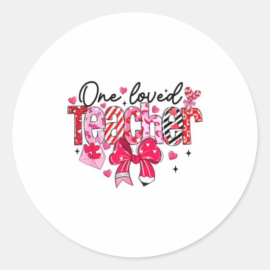 Sticker Rond Teacher Valentine Loved Teacher Valentine's Day Co (Devant)