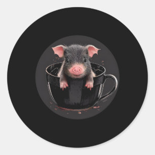 Sticker Rond Teacup Cochon Animaux Animaux Animaux Cochons