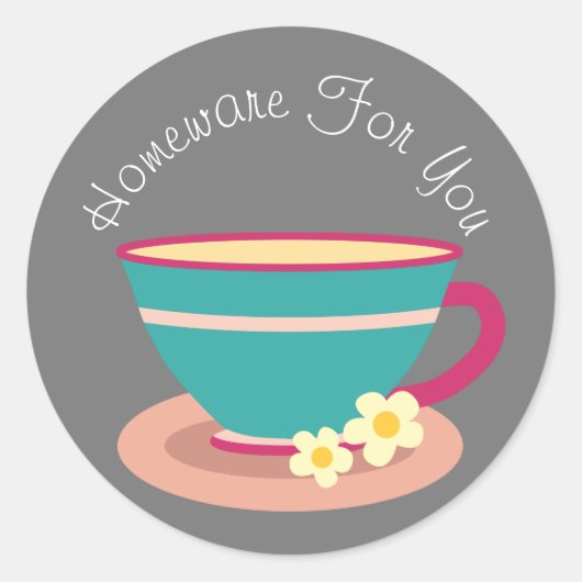 Sticker Rond Teacup home design Cadeau d'entreprise (Devant)