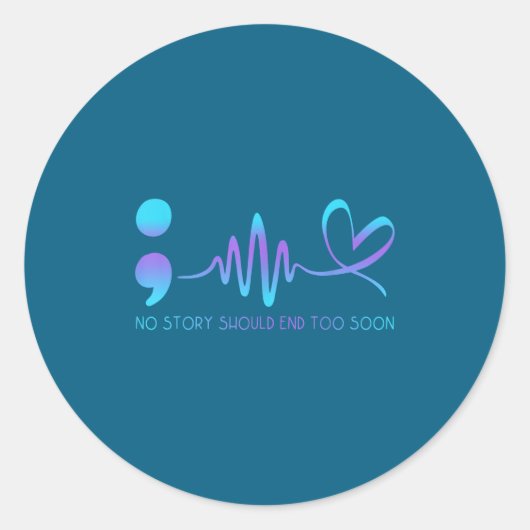 Sticker Rond Teal & Purple Semicolon Suicide Prevention Awa (Devant)