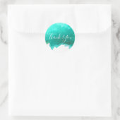 Sticker Rond Teal bleu aquarelle art Merci (Sac)