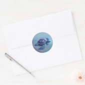 Sticker Rond teal blue Turtle – Minimal Ocean Animal Gift (Enveloppe)