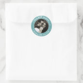 Sticker Rond Teal Floral Custom Text (Sac)