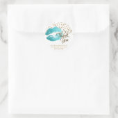 Sticker Rond Teal Glitter Lipstick sur Blanc - Merci (Sac)