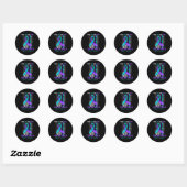 Sticker Rond Teal Purple Ribbon Suicide Awareness Flag Uncle (Feuille)