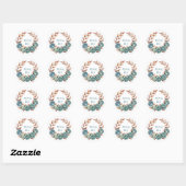 Sticker Rond Teal Roses and Copper Leaves Wedding (Feuille)