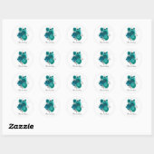 Sticker Rond Teal WEdding roses customizable (Feuille)