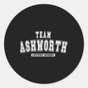 Sticker Rond Team Ashworth Lifetime Member Nom de famille