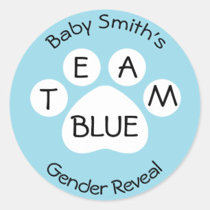 Sticker Rond Team Blue Empreinte de patte Gender Revela