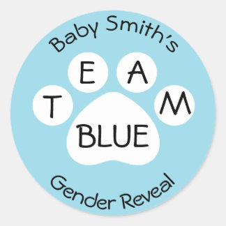 Sticker Rond Team Blue Empreinte de patte Gender Revela