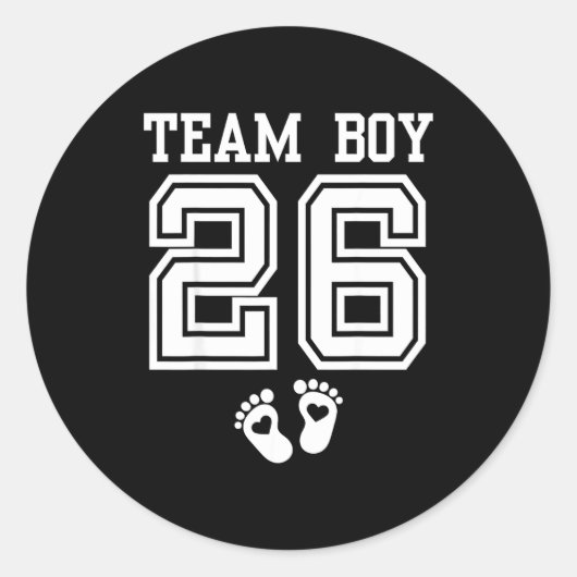 Sticker Rond Team Boy 2026 Gender Reveal Baby Shower Matching F (Devant)
