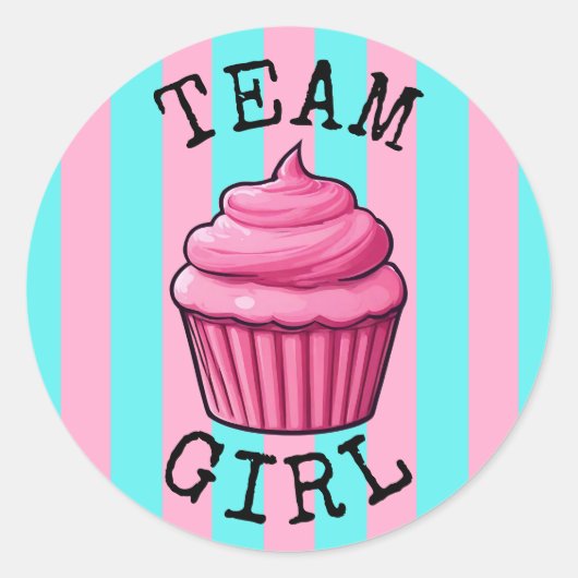Sticker Rond 'Team Boy' Blue Cupcake (Devant)