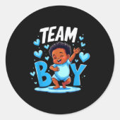 Sticker Rond Team Boy Design Gender Reveal New Baby Boy (Devant)