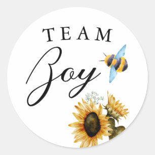 Sticker Rond Team Boy Gender Reveal Blue Bee Voting